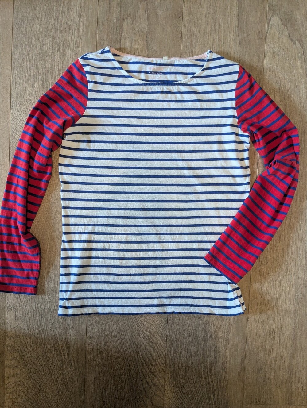 Boden Breton Shirt With Colorblock Sleeves Red And Blue Size 8